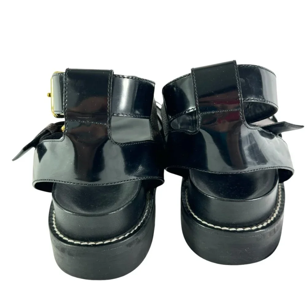 Louis Vuitton Black & Brown Monogram Crisscross Leather Sandals - Picture 8 of 11